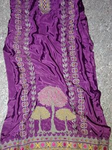 Purple silk  touser kurti set