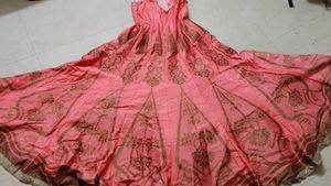 Pink Lehenga Choli with Brown Print