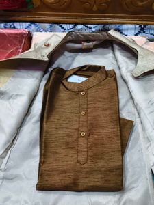 Boys Ethnic Kurta Dhoti Set | Gold &amp; Brown Festive