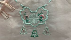Pink Embroidered Sheer Mandarin Collar Top