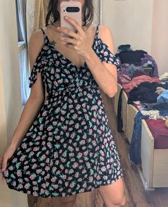 Floral Print Cold Shoulder Dress