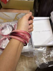 Mulberry &amp; Rose Pink Marbled Bangles