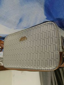 Stylish White &amp; Brown Sling Bag