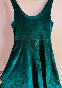 Emerald Crushed Velvet Skater Dress