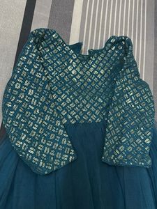 Teal Sequin Gown party wear for kids