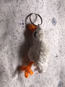 Cute White Chicken Keychain
