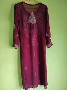 Mirror Work Chikankari Kurti With Inner