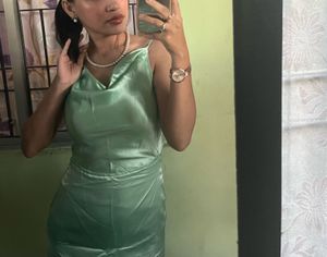Silky Cowl Neck Midi Dress