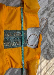 Vibrant Yellow Kurta Set with Blue Dupatta