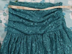 Teal Lace Mini Skirt
