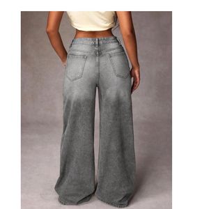 Grey Wide Leg Denim Jeans