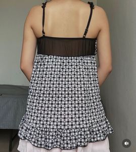Cute Black &amp; White Gingham Heart Babydoll