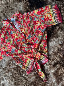 Bohemian Print Tie-Front Blouse