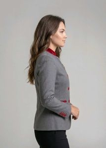 Chic Gray Blazer with Red Accents