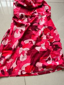 Vibrant Pink Abstract Print Dress