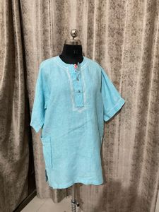 Oversized Sky Blue Embroidered Kurta