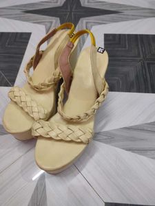 Cream Wedge Sandals