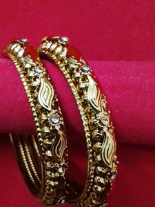 Stunning Gold Bangles with Crystal Embellishments