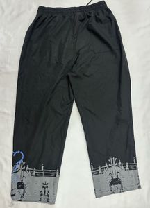 Black Printed Track Pants | Stylish Graphic Design