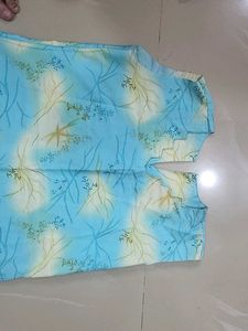 Blue Floral Print Dress Material