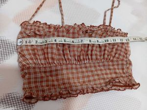 Plaid Smocked Crop Top
