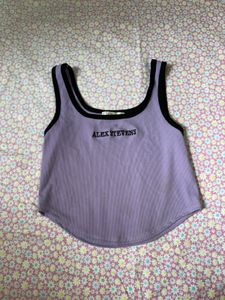 Alex Stevens Purple Ribbed Crop Top