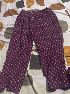 Maroon Printed Kurta Set