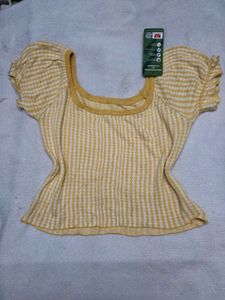 Cute Yellow Ribbed Cropped Top