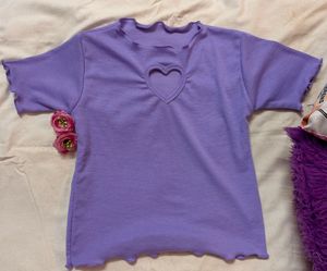💜 Never Worn Lavender Heart Cut-Out Ribbed Top