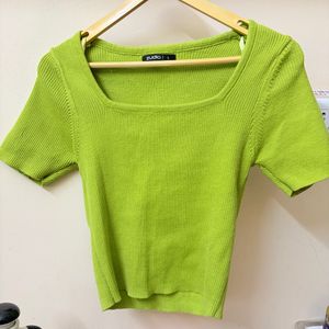 Zudio Square Neck Ribbed Knit Top