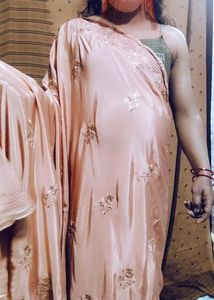 Elegant Peach Saree with Delicate Embroidery