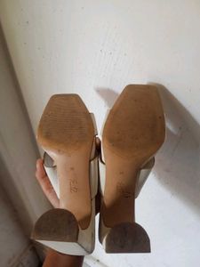 Zara White Block Heels Mules