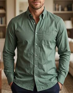 Men's Green Textured Casual Shirt