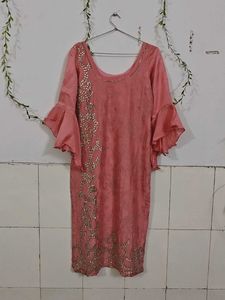 Elegant Pink Party Wear Umbrella Palazzo Suit