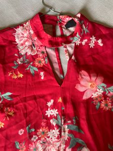 Light Red Floral Print Blouse