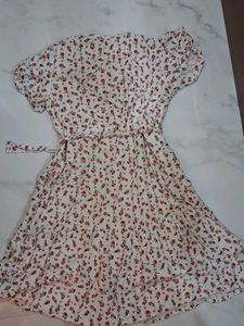 Floral Print Midi Dress with Tie Waist