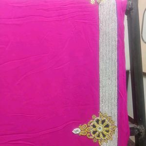 Vibrant Pink Embroidered Saree