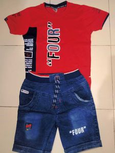Boys Red T-Shirt & Shorts Set