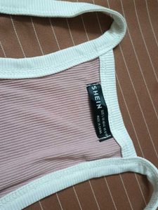SHEIN Pink Ribbed Crop Top for Women