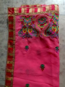 Pink Embroidered Sari