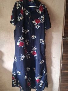 Floral Print Button-Up Gown