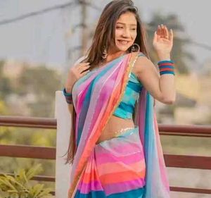 Trendy Multicolor Striped Georgette Saree
