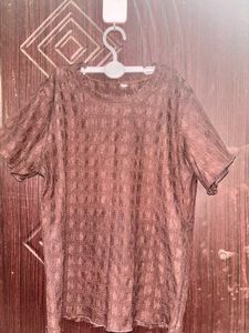 Textured Brown Short Sleeve Top