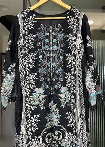 Black Floral Print Kurta Set