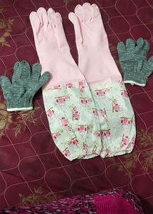 Hand Gloves For Kitchen Long Sleeves Safety Kitchen Gloves For Dish-Washing, Cleaning