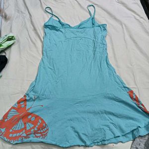 Light Blue❤️‍🔥 Butterfly &amp; Leaf Print Mini Dress