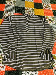 Olive Green Striped Kurta