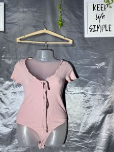 Pink Ribbed Bodysuit