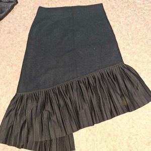 Black Skirt with Pleated Ruffles