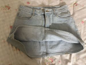 Light Wash Denim Mini Skirt